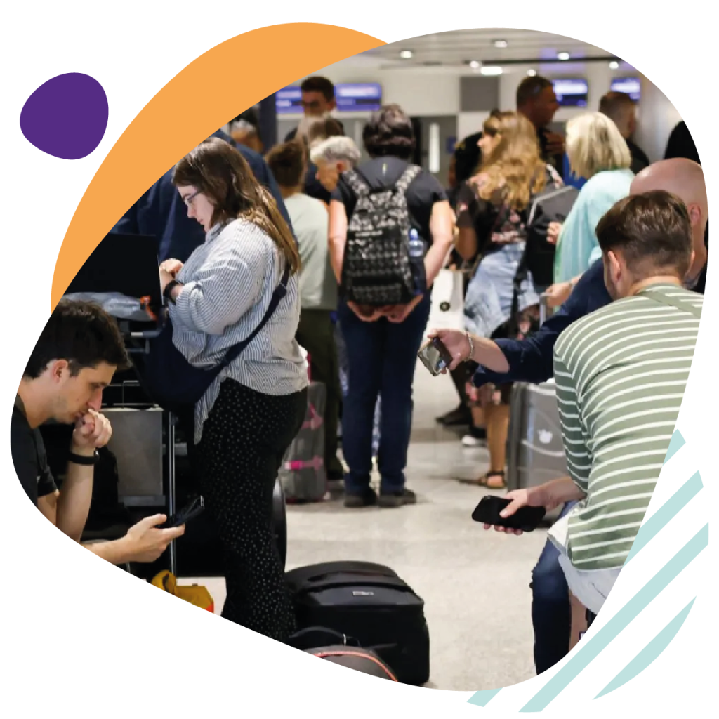 people delayed at airport